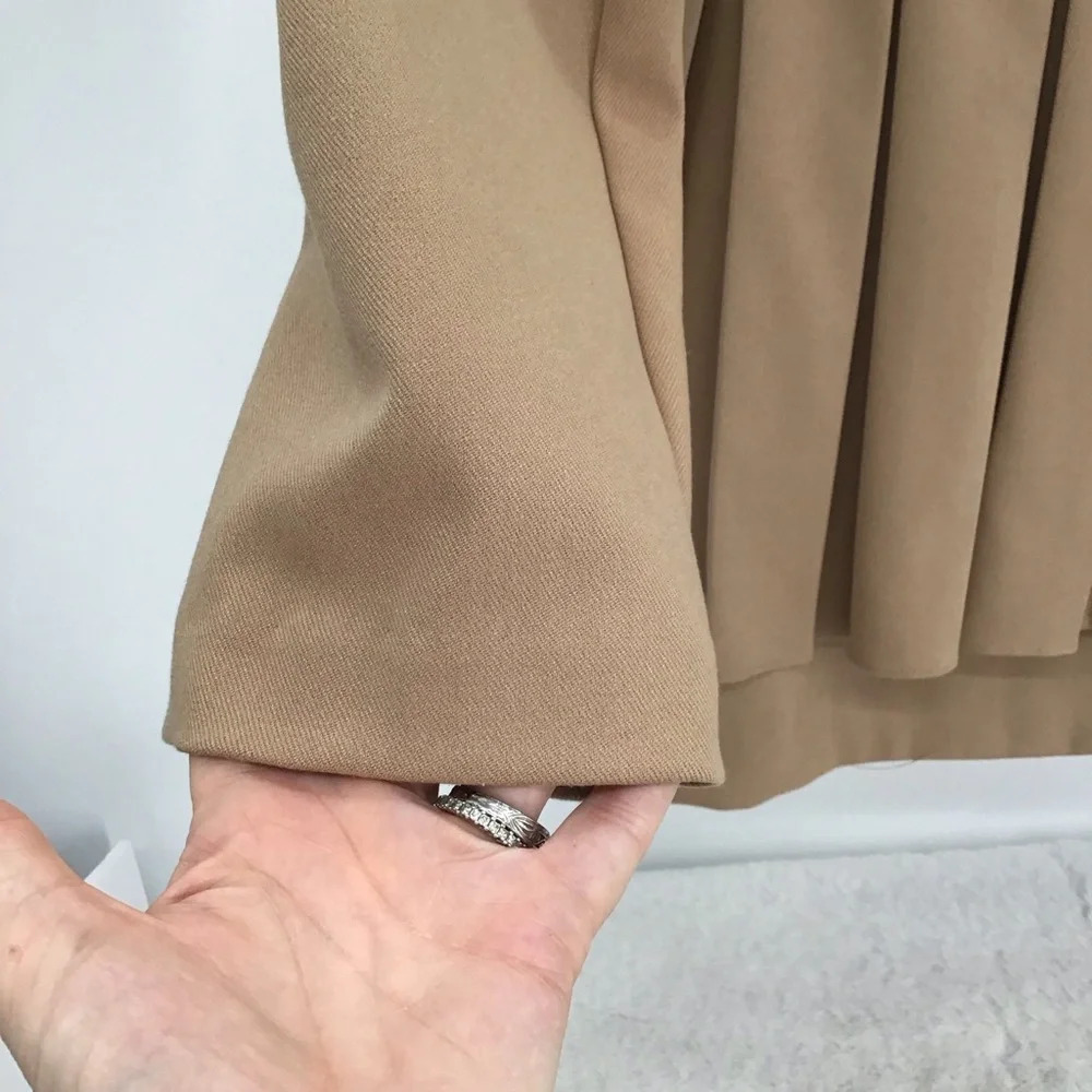 Storets Double Breasted Pleated Vintage Style Chic Blazer Jacket Tan Size Small - Picture 7 of 11